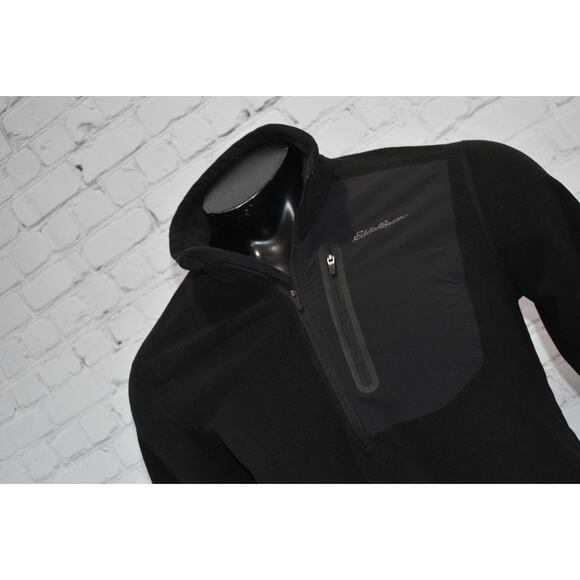 Eddie Bauer Mens Size Medium Fleece Shirt Pullover 1/4 Zip First Ascent Black - Picture 1 of 6